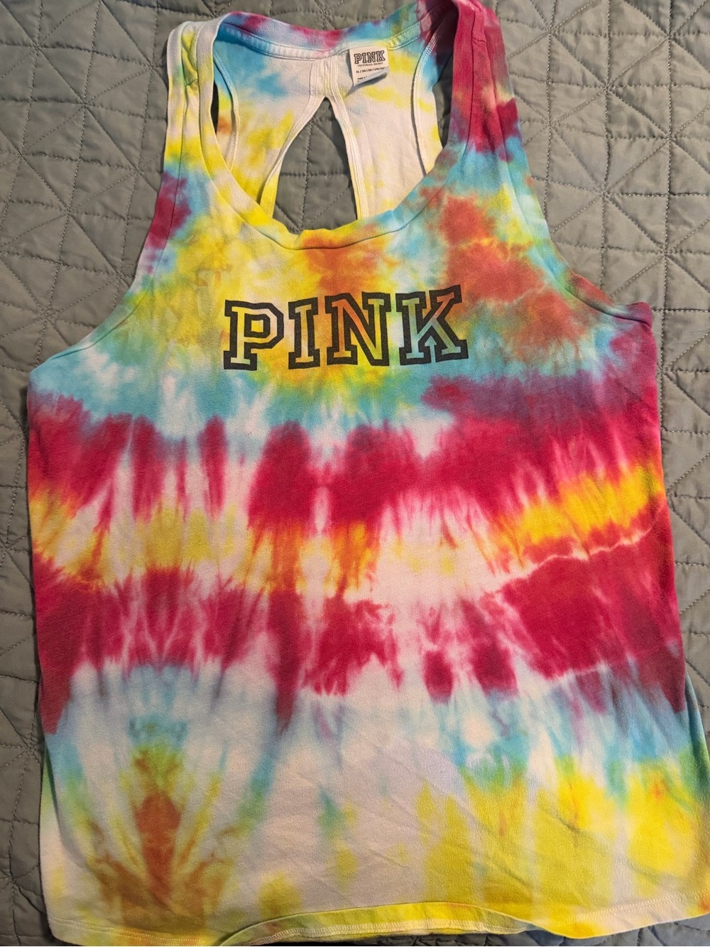 PINK Victoria's Secret Tie-Dye Racerback Tank Top - Multicolor XL